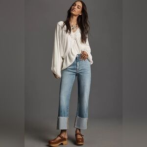 The Scotty Cuffed High-Rise Straight-Leg Jeans by Pilcro!